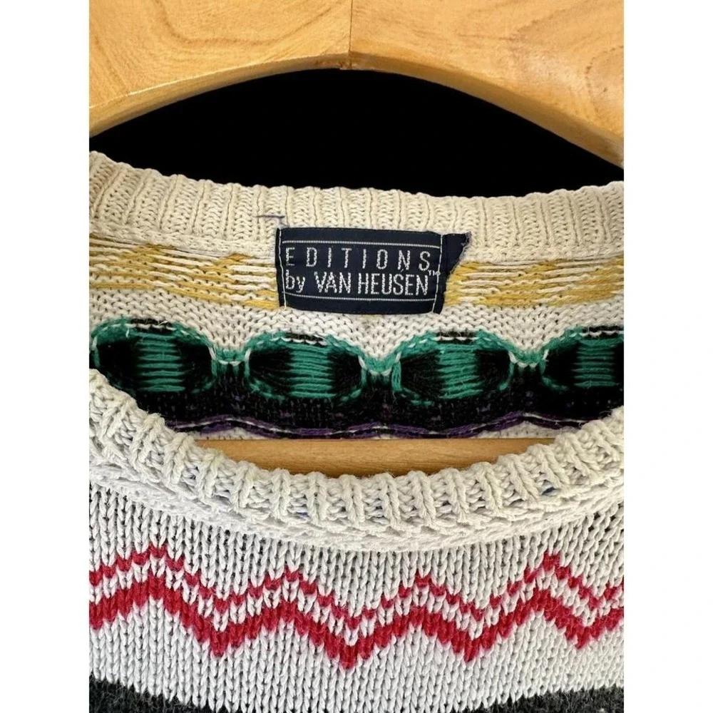 Vintage Multicolored Sweater Editions by Van Heusen Sz Medium Coogi‎ *Flaws